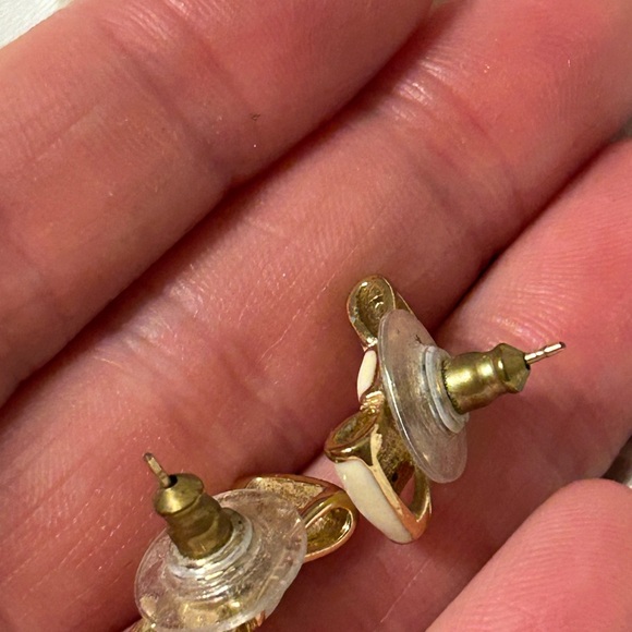 Kate Spade Cream and Gold Bow Earrings - Picture 3 of 3